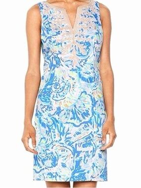 Lilly Pulitzer Gabby Shift Dress Bennet Blue Salty Seas Size 4